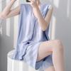 Anti-bumping summer cotton and silk floral sleeveless loungewear set, women's pajamas with chest pads can be worn outside, loose two-piece set
