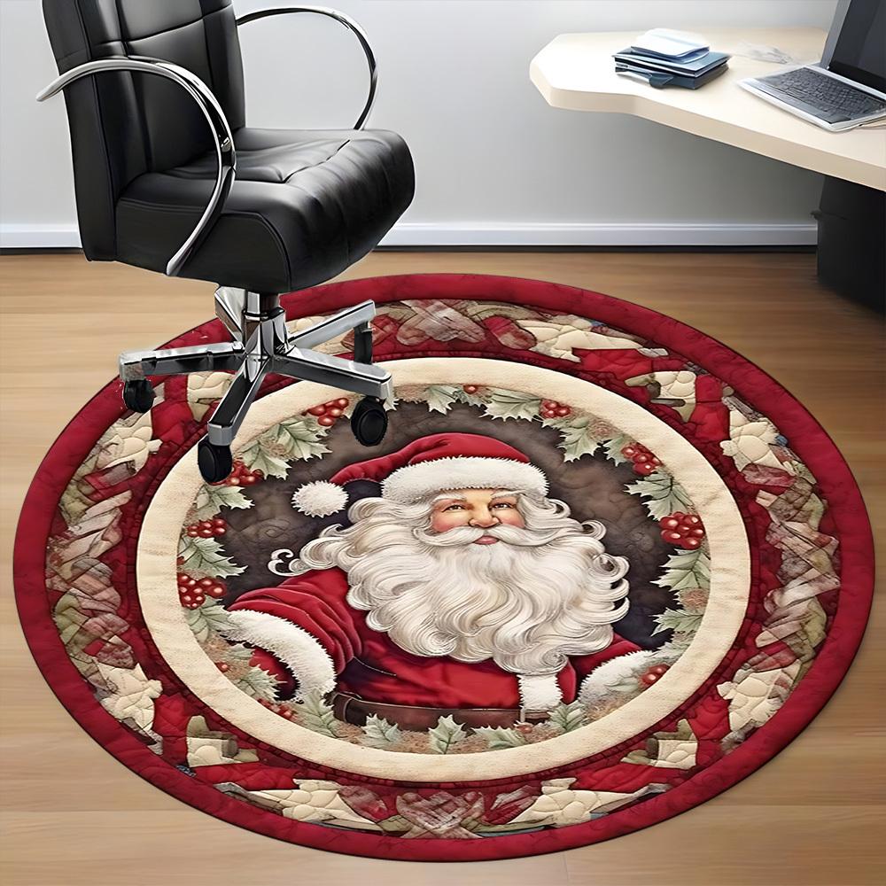 1pc Santa Claus Chair Carpet for Office, Round Non Slip Durable Large Size Office Carpet, Suitable for Office
