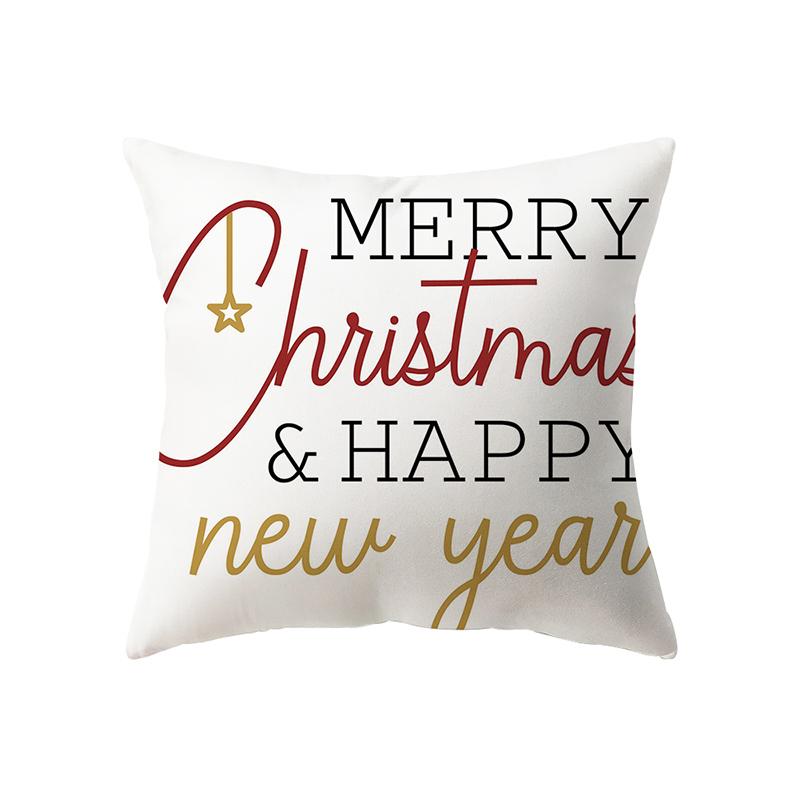 Merry Christmas Snowman Print Pattern Cushion Cover Home Living Room Sofa Decoration Square Polyester Pillow Pillow Cover