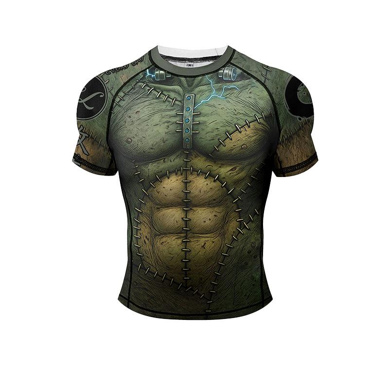 Men Women BJJ Rash Guard "No Taps Only Naps" Print, Quick Dry Jiu-Jitsu MMA Compression Training Short Sleeve Shirt