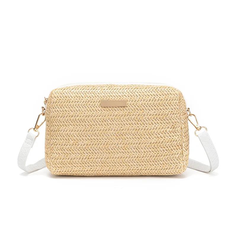 

Portable Bohemian Style Straw Woven Bag Handbag Wallet Straw Bucket Bag Wallet Shoulder Bag Straw Crossbody Summer 21x15x7cm