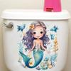 Mermaid Princess Toilet Stickers PVC Self-adhesive Waterproof Bathroom Decals Mural Sticker