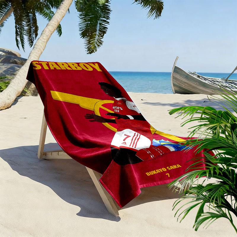 Bukayo Saka Fire Beach Towel, Large Soft Quick Dry Towel for Beach Camping Swimming