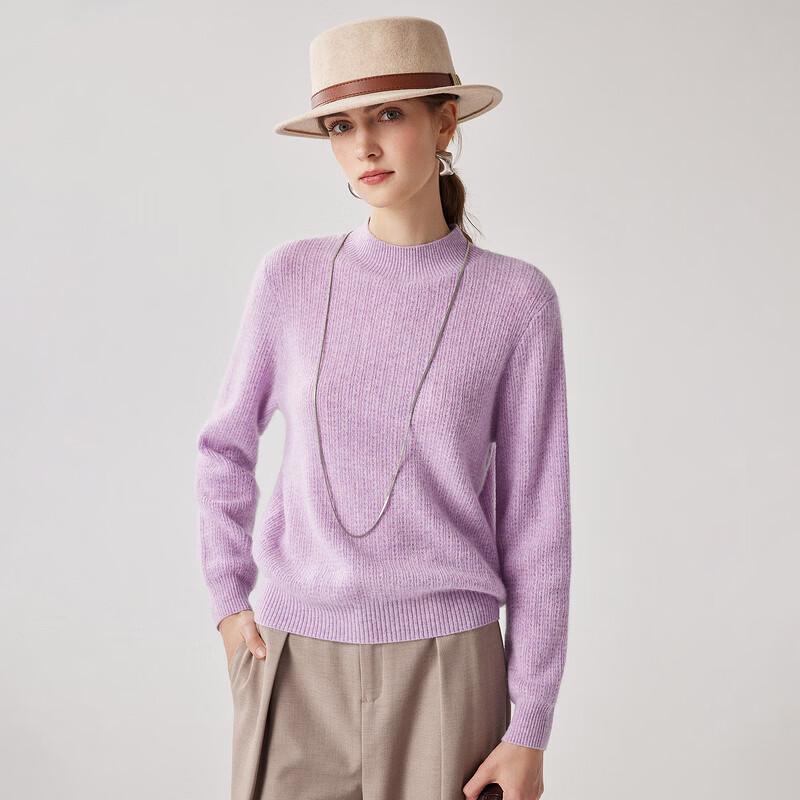 Zhaojun Women's Mock Neck 100% Cashmere Cable Knit Sweater