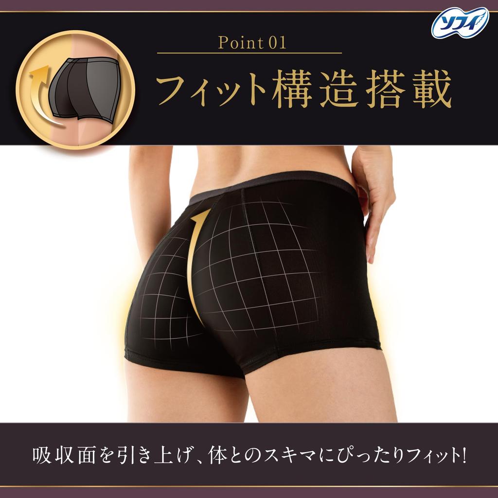 Serious Absorbent Sofy Water Absorbent Shorts that Fit the Size Sanitary Sanitary Safe even on busy days [Sofy Shorts] Body, M, Black, Products,