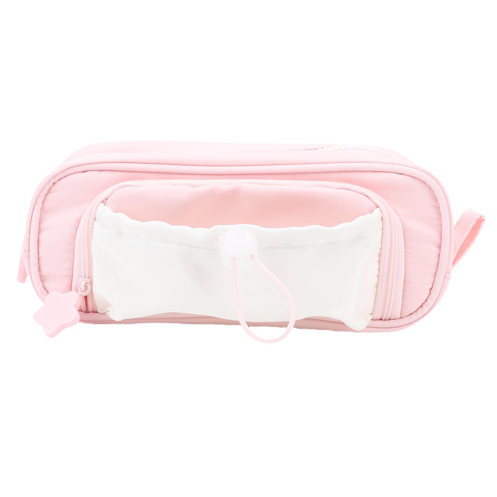 Cmperipheral Unisex Kids Drawstring Pen Pouch Large Opening Double Layer Pencil Holder Large Stationery Bag For Office School Supplies Pinkish