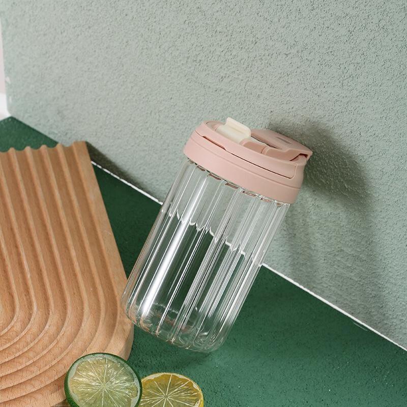 Cute Striped Borosilicate Glass Straw Cup