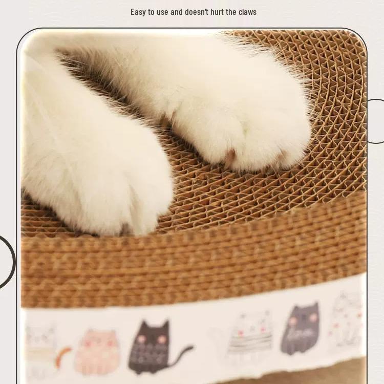 All-in-One Cat Bed & Scratching Board: Durable, Debris-Free, Large Round Design with Paw Basin & Claw Grinding Features