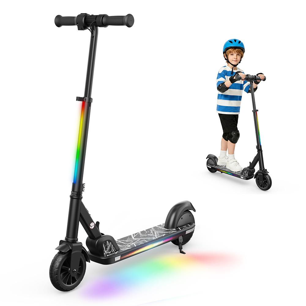 K4 Kinder Elektroroller 130W 2,6Ah 6'' Räder Bluetooth Lautsprecher Faltbar & Höhenverstellbar 3 Geschwindigkeiten 7-8KM Reichweite Elektroroller für Kinder