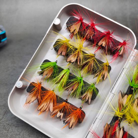 32Pcs Artificial Insect Fishing Baits with Storage Box Sharp Hook Design Waterproof Design Insect Fishing Lures Hard Baits