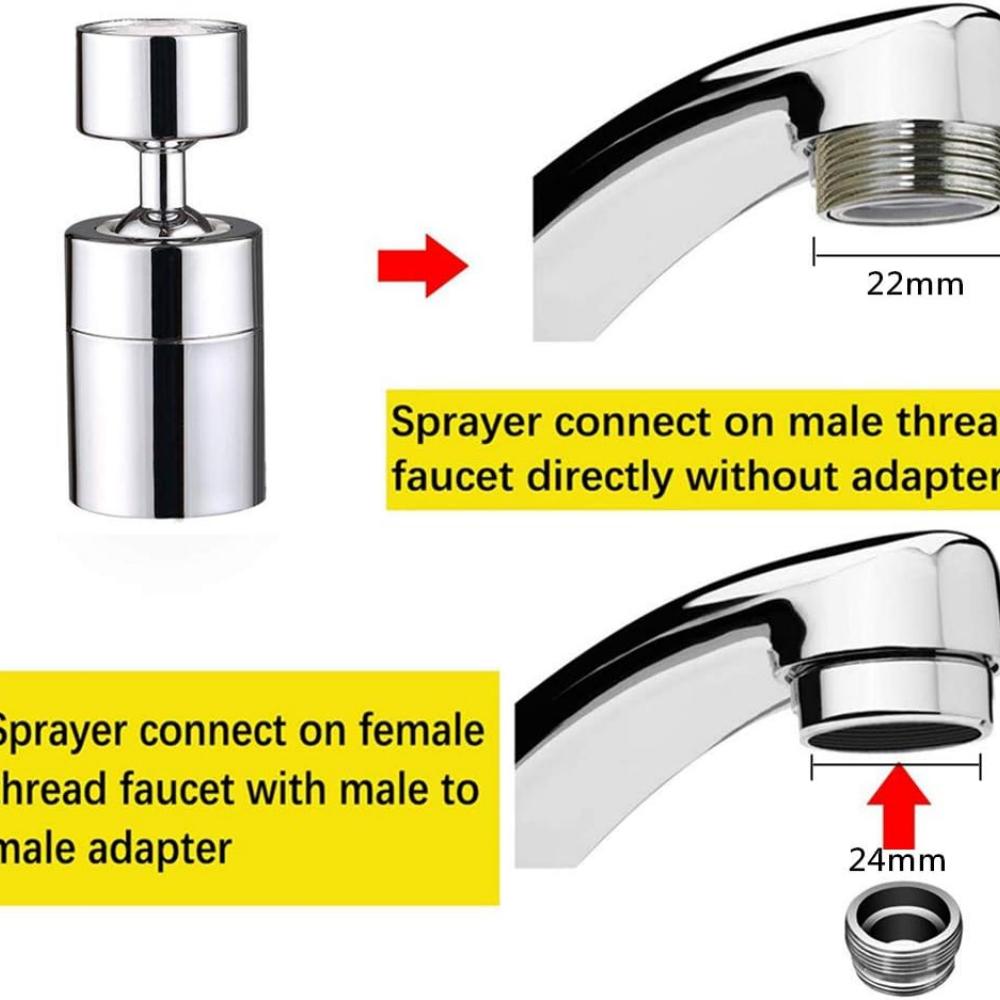Faucet Sprayer Accessories, 360° Rotatable Dual-function Dual-flow Water Tank Aerator, Rotating Faucet Aerator Dual Sprayer, Fau
