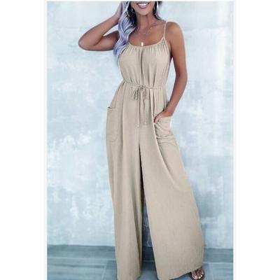 Women's Summer Backless Loose Casual Long Jumpsuit