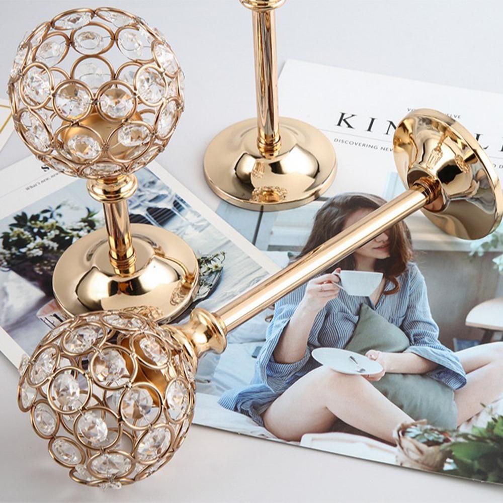 Medium Size European Mini Crystal Candlestick Electroplated Candle Holder Table Decoration for Candlelight Dinner
