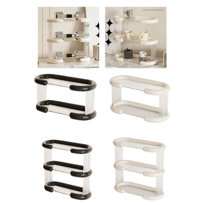 Plastic Cup Organizers Rack for Desk Practical Desk Cup Storage Rack Multi Layer Rack for Students and Professionals