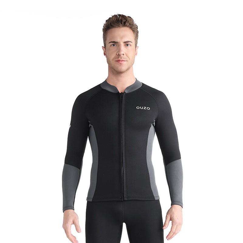 Top Combinaison Néoprène Homme 1,5 mm Manches Longues Surfing Plongée Jacket Chaud Rash Guard Natation Plongée