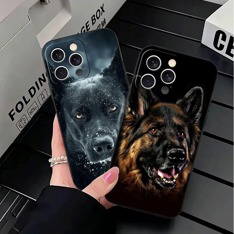German Shepherd Dog Soft Phone Case for iPhone 16 16E 17 Air 15 Pro Max 14 Plus 13 Mini 11 12 7 Black Cover Back Shell