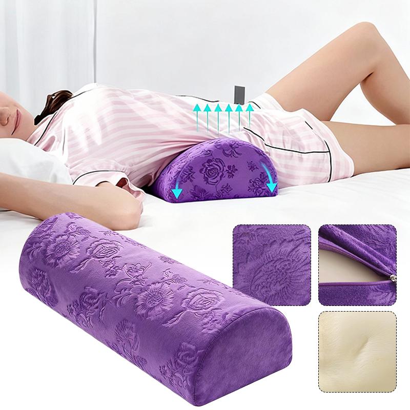 Memory Foam Filling Cushion Half Moon Bolster Massage SPA Pillow Ankle & Knee Support Elevation Back Lumbar Neck Relief Pain