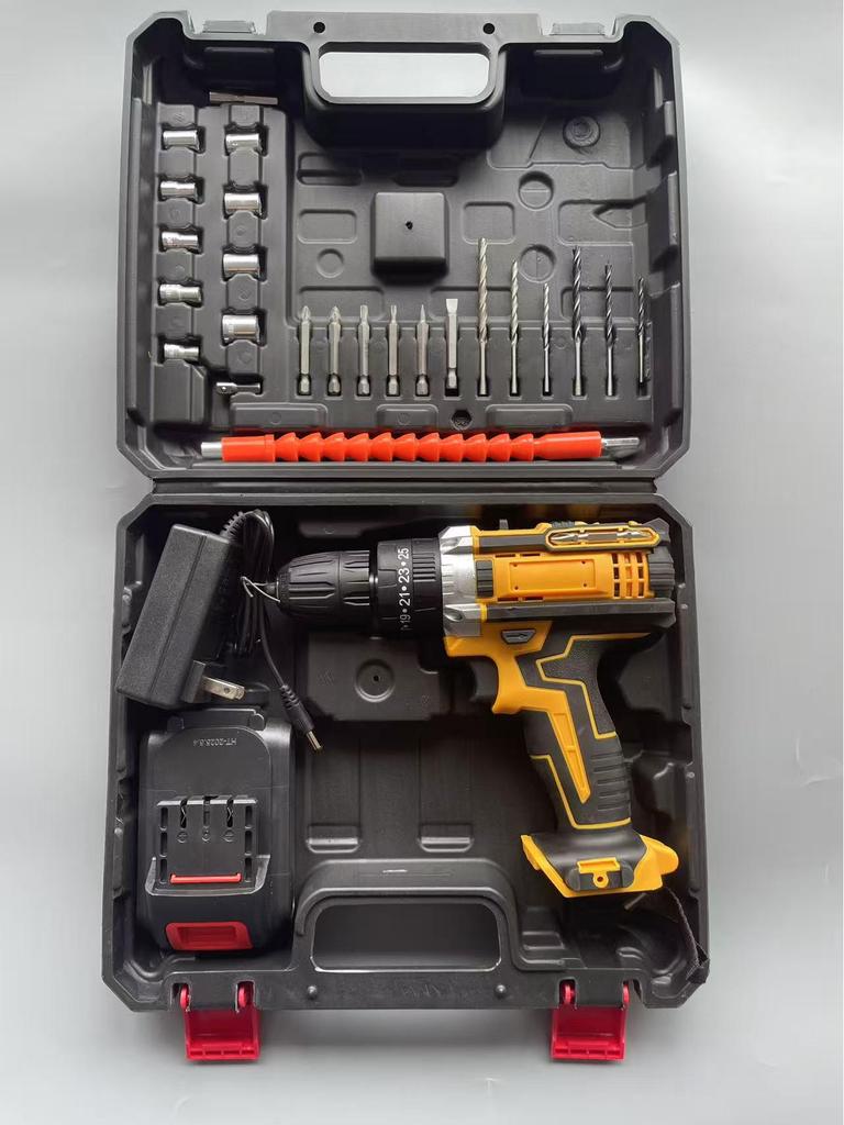 21V Dual-Speed High-Power Electric Drill with Three Functions and Lithium Battery