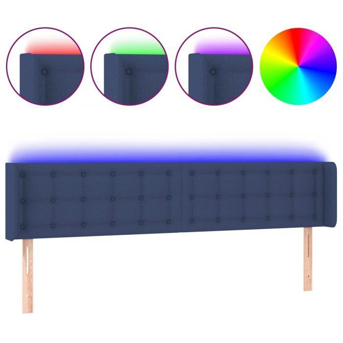 VidaXL Tête de Lit à LED Meuble de Chambre à Coucher Accessoire de Lit Double Tête de Cadre de Lit Intérieur Bleu 3123690