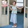 Fuluomi Girls' Floral Sleeveless Top & Wide-Leg Pants Set