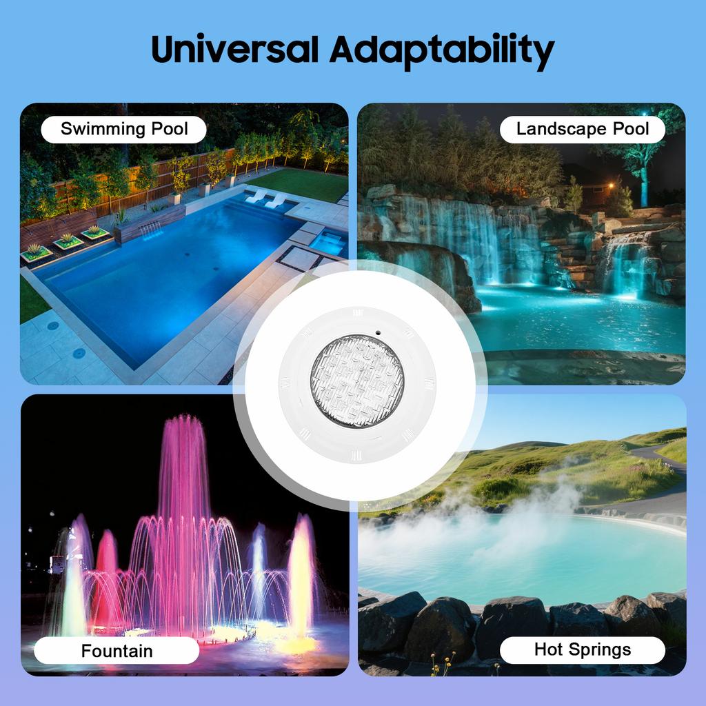 RGB LED Pool Light IP68 Waterproof 4200LM 54W with Remote Control for Swimming Pools Ponds Water Features