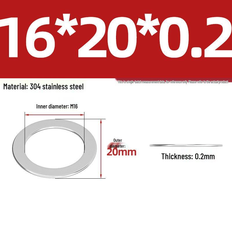 304 Stainless Steel Ultra-Thin Flat Washers - Available in Thickness: 0.1mm, 0.2mm, 0.3mm, 0.5mm