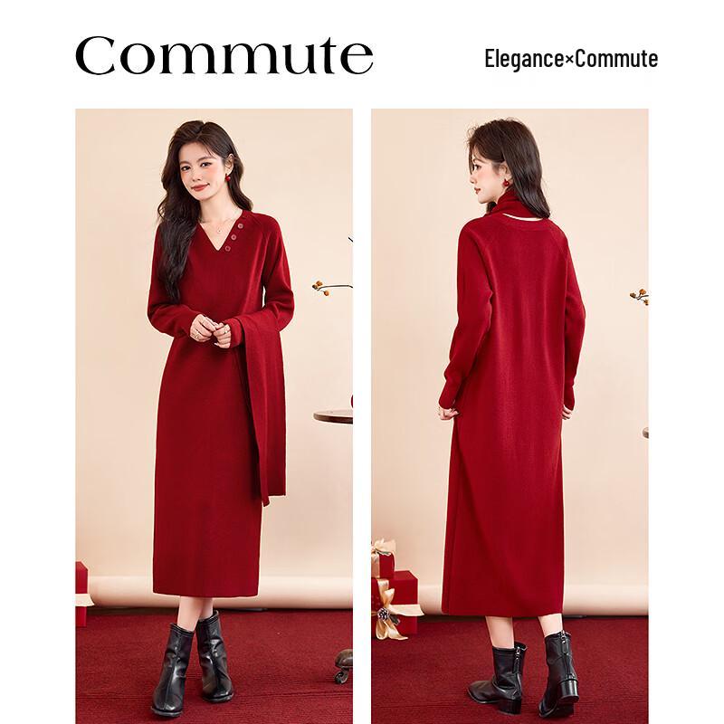 Elegant Petite Slim-Fit Solid Knitted Dress