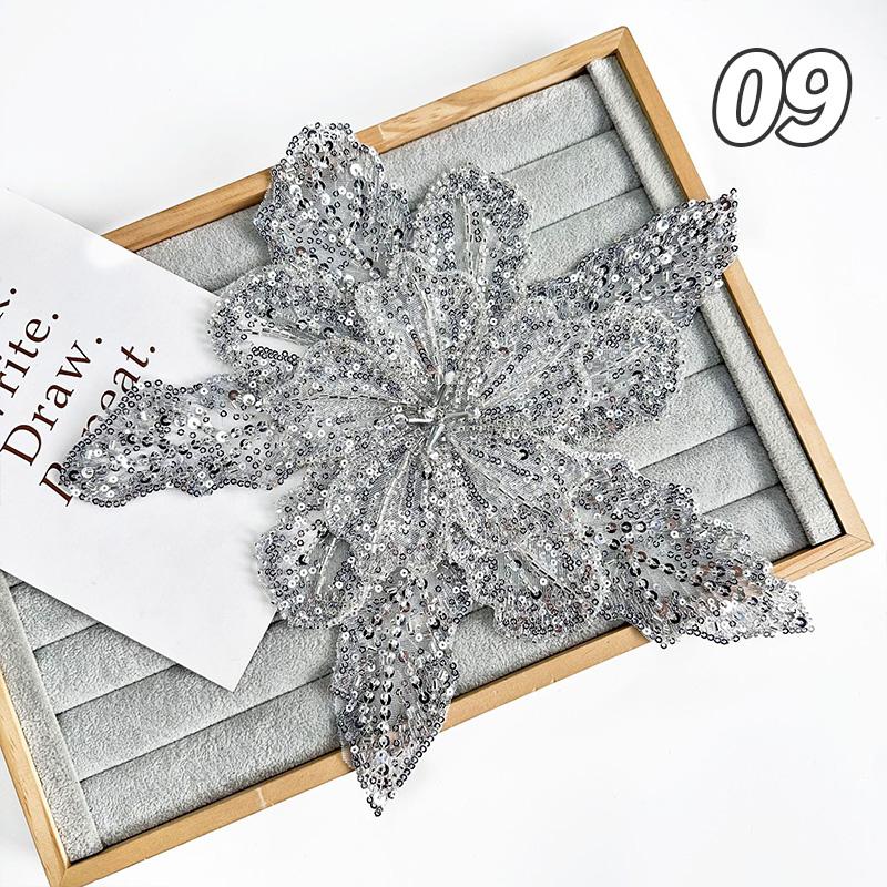 Multi-Layer Organza Lace Sequin Beaded Studded 3D Flower Crystal Patch Diy Clothing Decorative Applique Sweater Coat Accessories