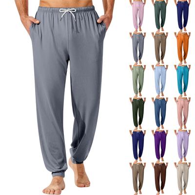 Calças Casuais Masculinas com Cordão, Bolso e Punho para Casa/Dormir