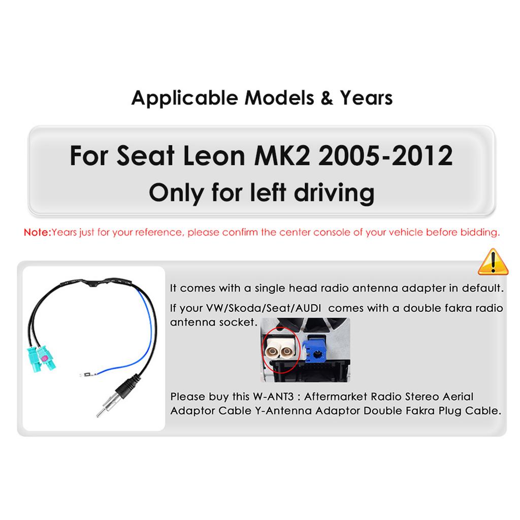 OSSURET Carplay 4G 9'' 2din Radio Auto Android pentru Seat Leon 2 MK2 2005-2012 Carplay 4G Player Video Multimedia Ecran Inteligent Autoradio Audio RDS