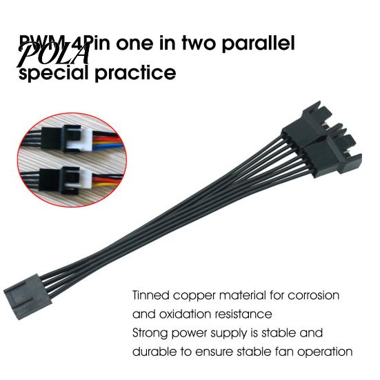 PWM Fan Splitter Cable 13.5cm Professional Tinned Copper Wide Compatibility 1 Hub to 2 4 Pin Extension for Desktop Corrosion-resistant