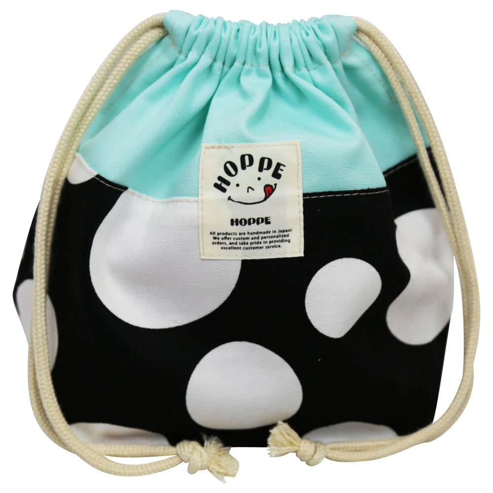 

HOPPE Medium Drawstring Bag, Black Dot Pattern, Medium, Lunch Bag, School Lunch Bag, Elementary School Student, Kids, Boys, Girls, Made in Japan