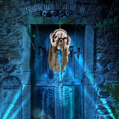 Halloween Skull Head Decor Plastic Realistic Human Skull Figurine for Graveyard Scene Haunted House Bar Home Table Decorations