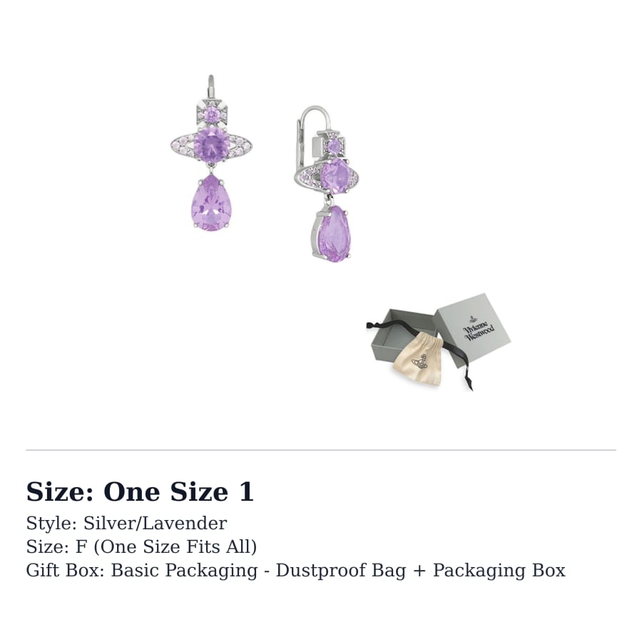 Vivienne Westwood Stud Earrings Women's Silver/Lavender 6202015N-02P782