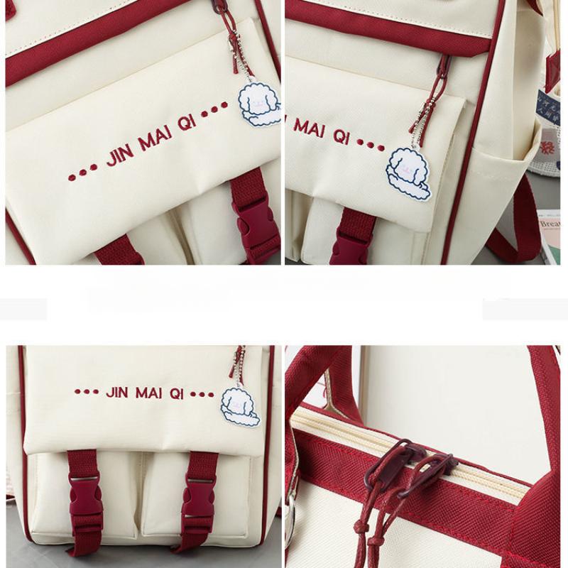 Internet Celebrity Backpack Set Female Students Korean Version of Fashionable Versatile Backpack Middle High School Students  Large Capacity Backpack
