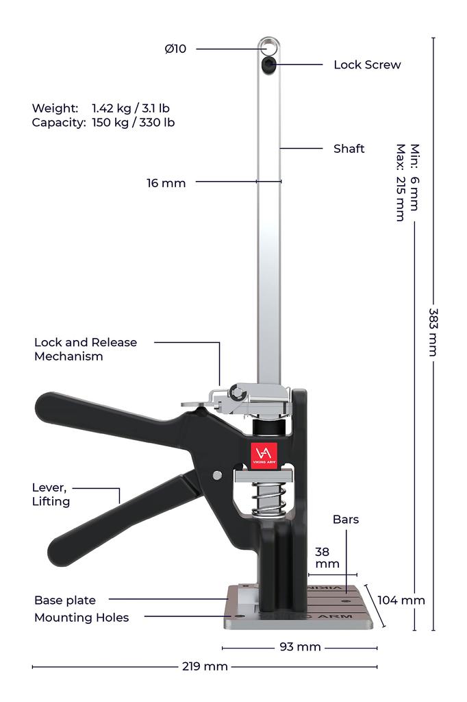 Mechanical jack retail pack 1 VA0091 “Viking arm” (individually wrapped, piece)