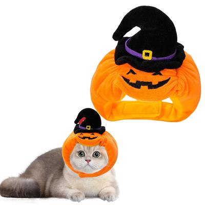 Halloween Dog Hat Cute Pumpkin Pet Cosplay Costume Cat Headgear Clothes Disguise Transformation Goods Photo Shooting Orange + Black