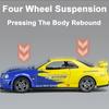 1:32 GTR R34 R35 Car Model Toy Doors Opened Sound Light Pull Back Metal Diecast Simulation Vehicles Models Gifts for Children