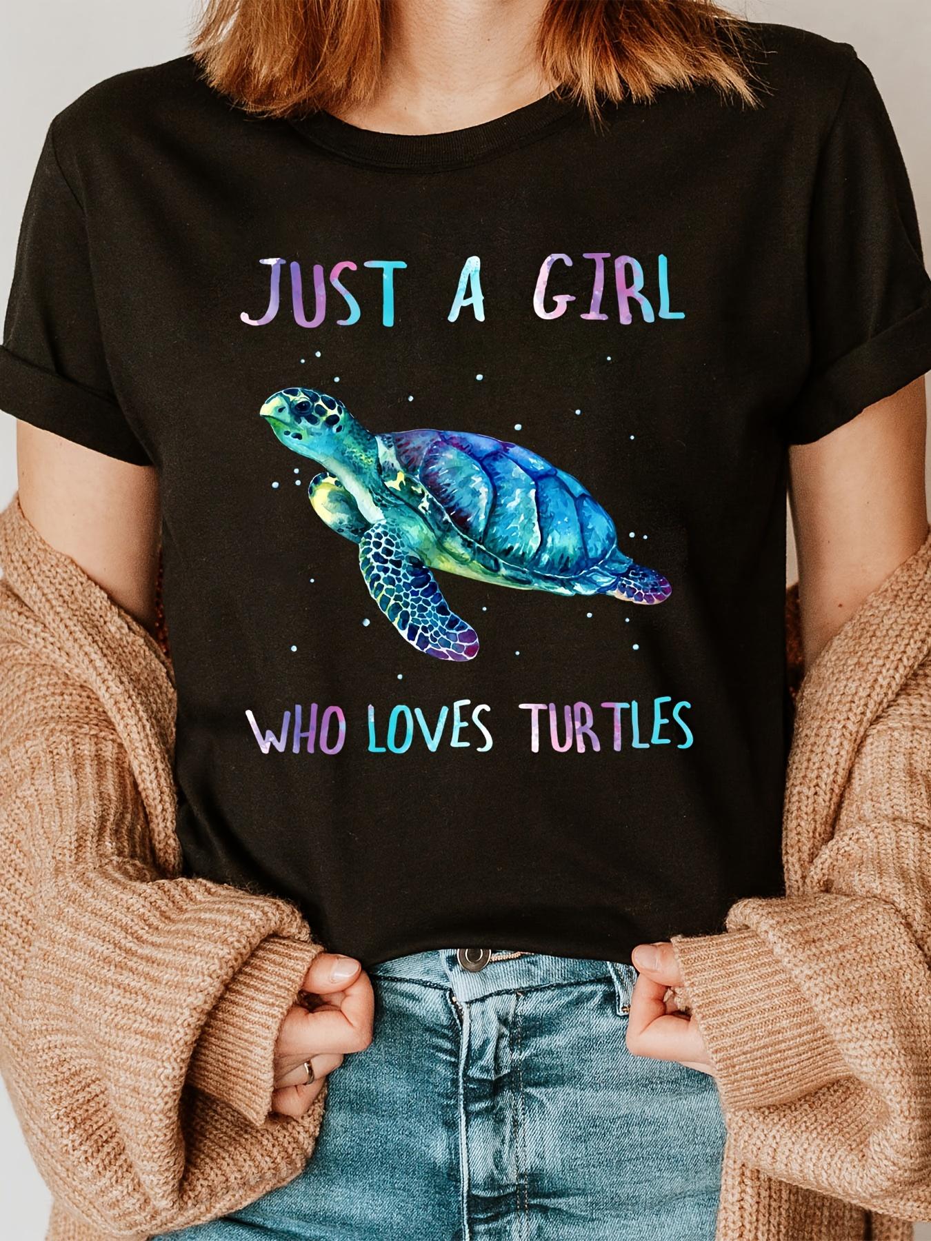 

Turtle Watercolor Sea Print T-Shirt | Short Sleeve Crew Neck Casual Top for Summer & Spring, Women S Clothing 5XL різнокольоровий