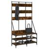 Clothes Rack with Shoe Shelf Smoked Oak 100x40x184 Cm