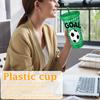 Large Capacity 710ml Single-Wall Plastic Cup With Soccer Pattern And Straw