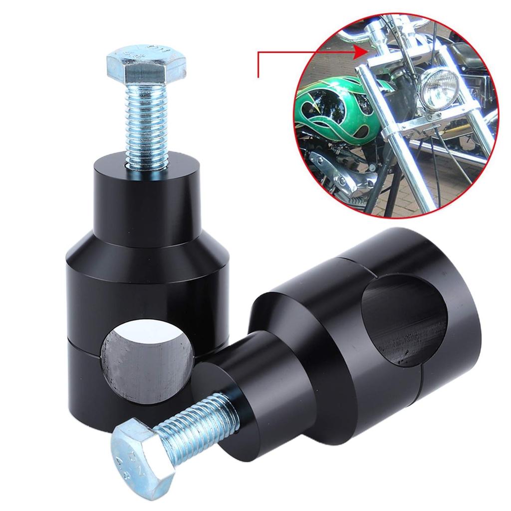 Round Riser, 2 Replacement Handlebar Clamps, Fits Most Motorcycle Handlebars with Diameter 25mm/1" (Black 25)