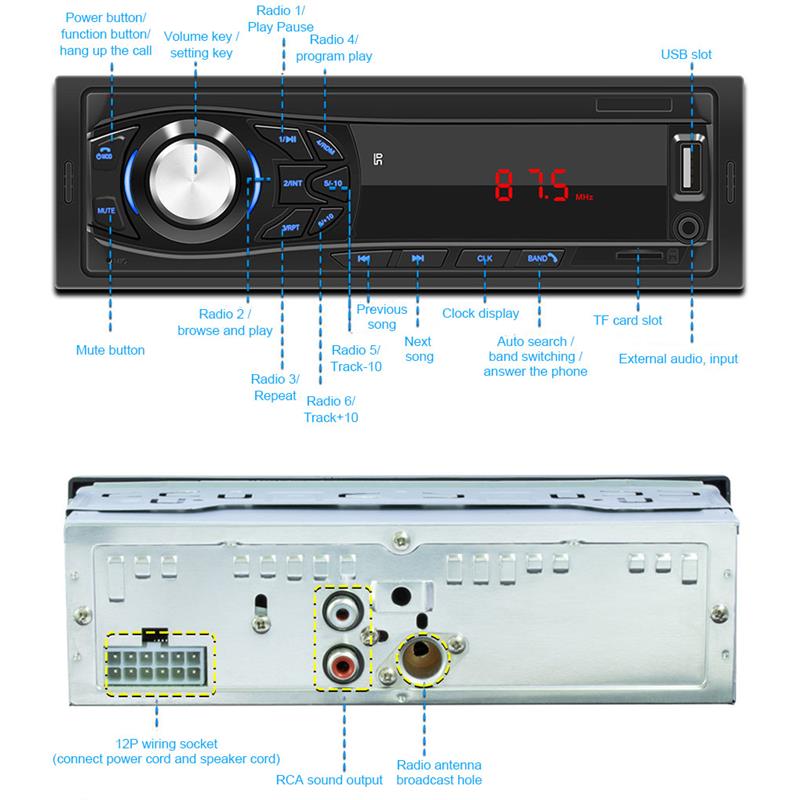 MP3 Player Dual Radio Car Supplies Plastics Vehicle Accessories Simple Operation Professional Wireless Stereo Device Type 2