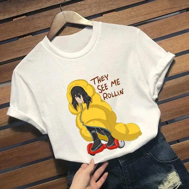 

Не сегодняшняя Shota Aizawa Rubber Head My Hero Academic Print Повседневная свободная рубашка с круглым вырезом из чистого хлопка с короткими рукавами Футболки женские S