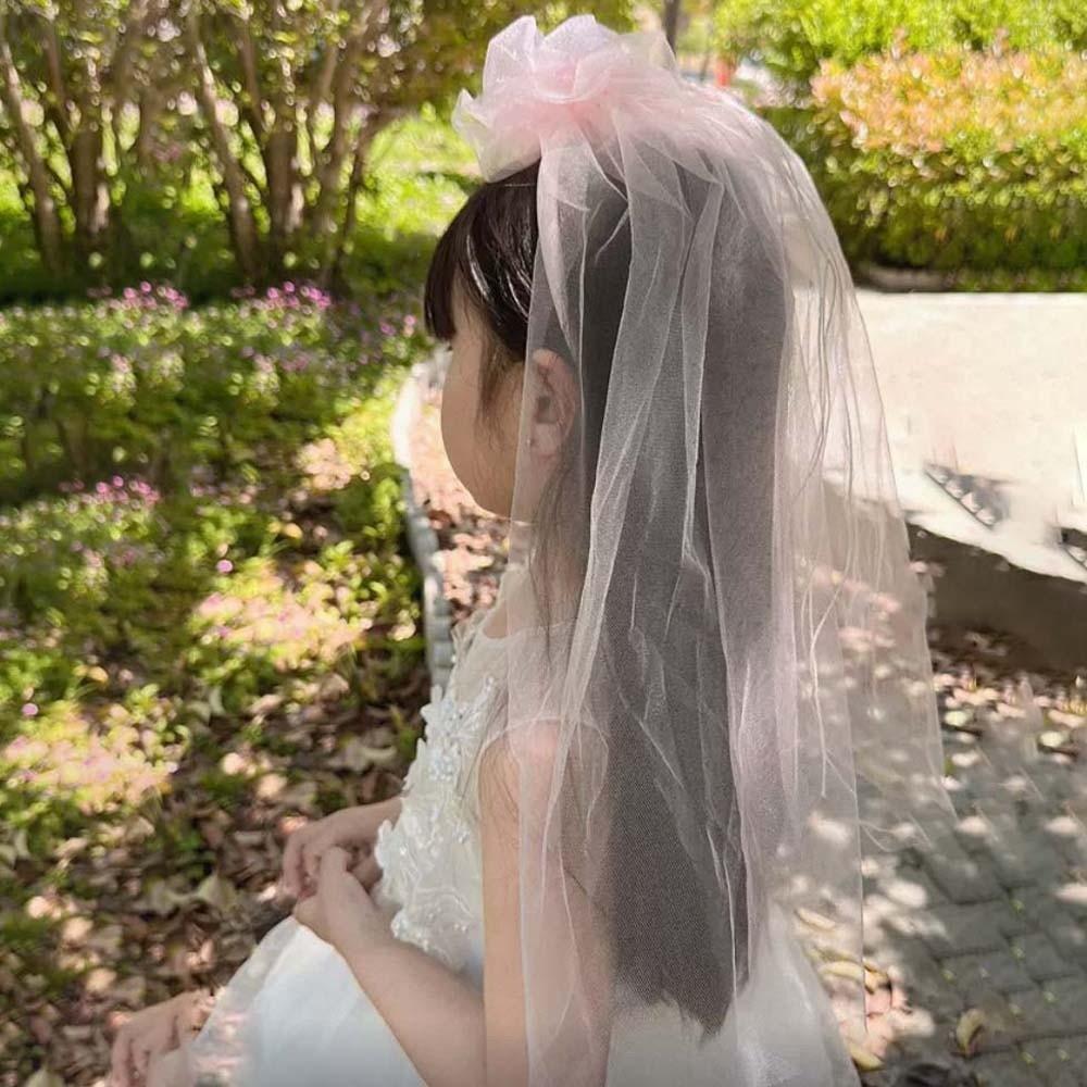Mesh Bow Veil Hair Hoop Polyester Bridal Tulle Fashion Girls Head Gauze Birthday Headdress