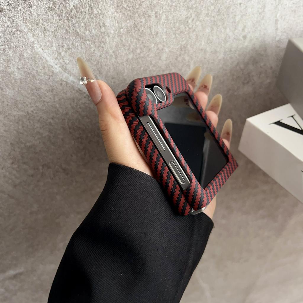 For Samsung Galaxy Z Flip5 5G Magnetic Case Carbon Fiber Texture Slim Shockproof PC Phone Cover