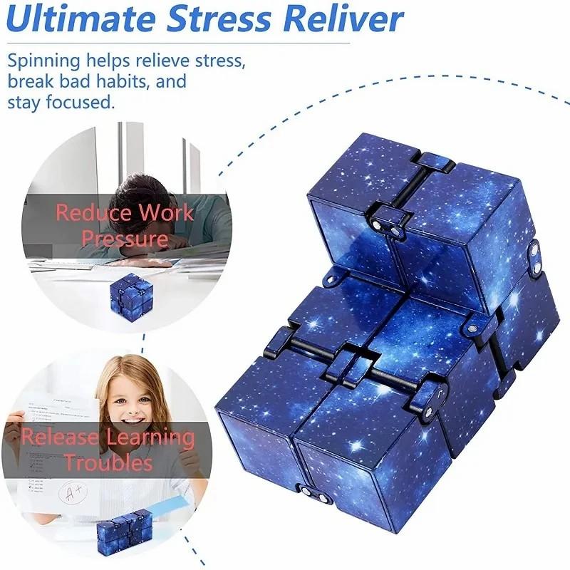 Fun Infinity Cube Flip Adhd Anxiety Toy Fingertips Game Puzzle Magic Decompression Christmas Gift For Kids