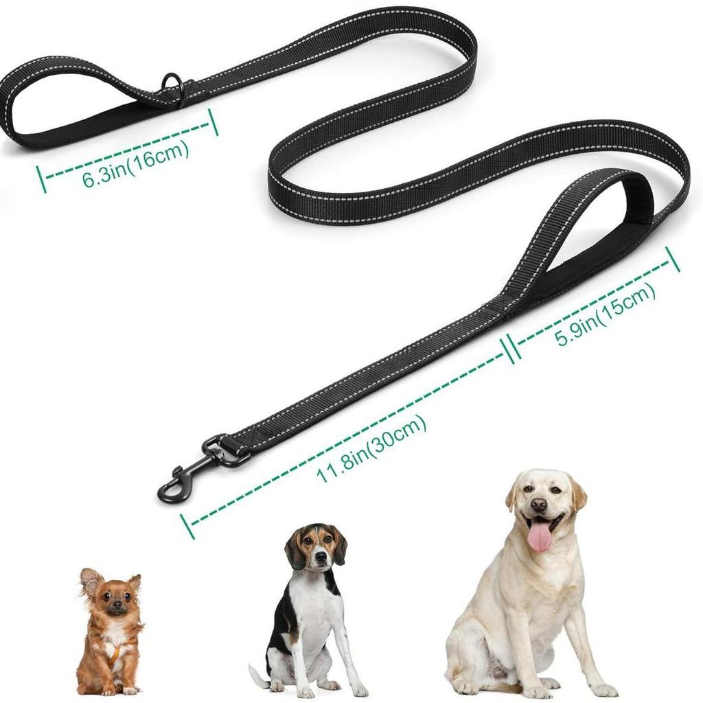 Reflective Explosion-Proof Shock-Absorbing Double-Handle Leash for Large Dogs