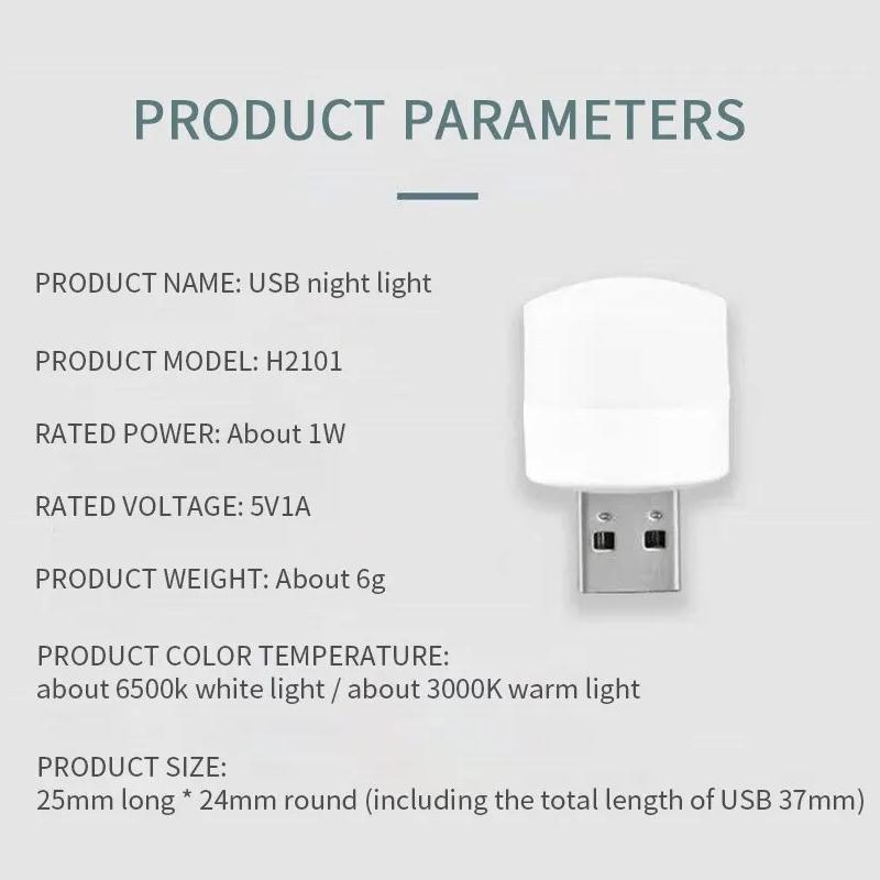10 Pieces USB Night Light Warm White LED Plug-In Light Bulb Portable Home Environment Light Energy-Saving Reading Night Light