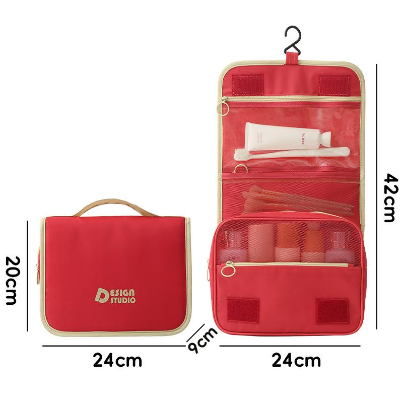 

Waterproof Travel Toiletry Bag Pendable Large Capacity Girl Makeup Bag Durable Zipper Toiletry Organizer Washbag червоний